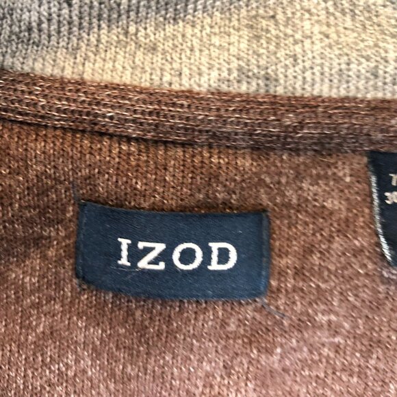 Izod Mens Jacket Size XL Full-Zip Knit Ribbed Mock Neck Casual Cozy Brown - Picture 5 of 10